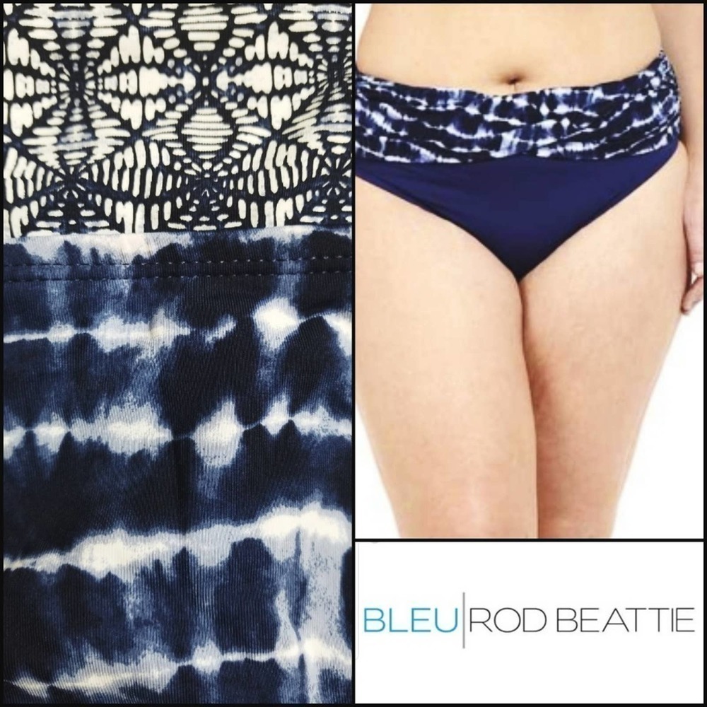 New! Bleu Rod Beattie Blue Sarong Bikini Swim Bottoms 14.